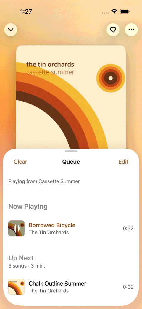 The queue on iPhone: the song playing now, then what's up next